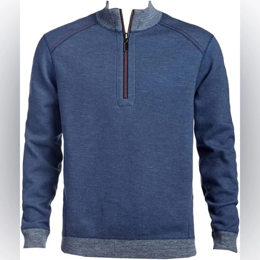 Tommy Bahama On The Double Reversible Half-Zip Sweatshirt | XLarge | Blue/Navy